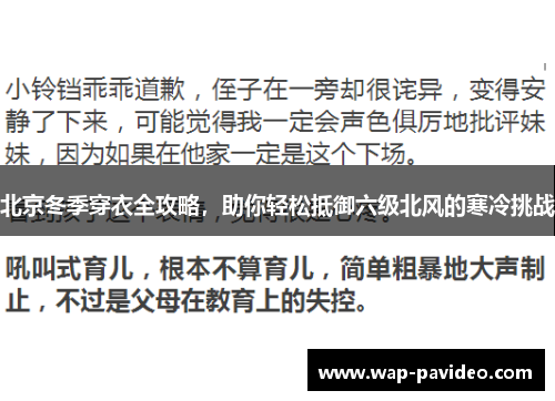 北京冬季穿衣全攻略,助你轻松抵御六级北风的寒冷挑战 北京冬季穿衣全攻略,助你轻松抵御六级北风的寒冷挑战