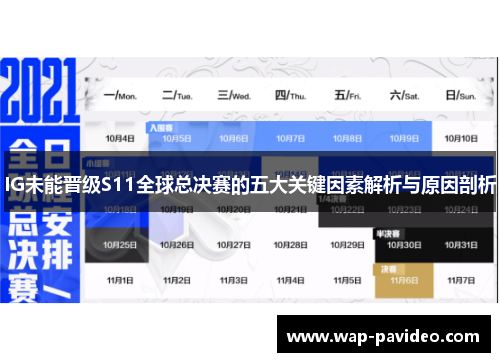 IG未能晋级S11全球总决赛的五大关键因素解析与原因剖析 IG未能晋级S11全球总决赛的五大关键因素解析与原因剖析